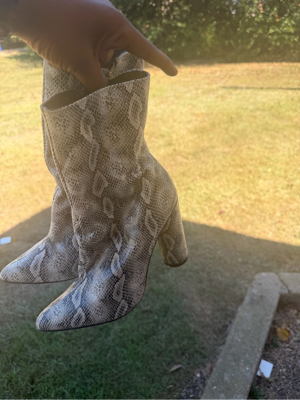 Snake Print Women’s Ankle Boots - Neutral